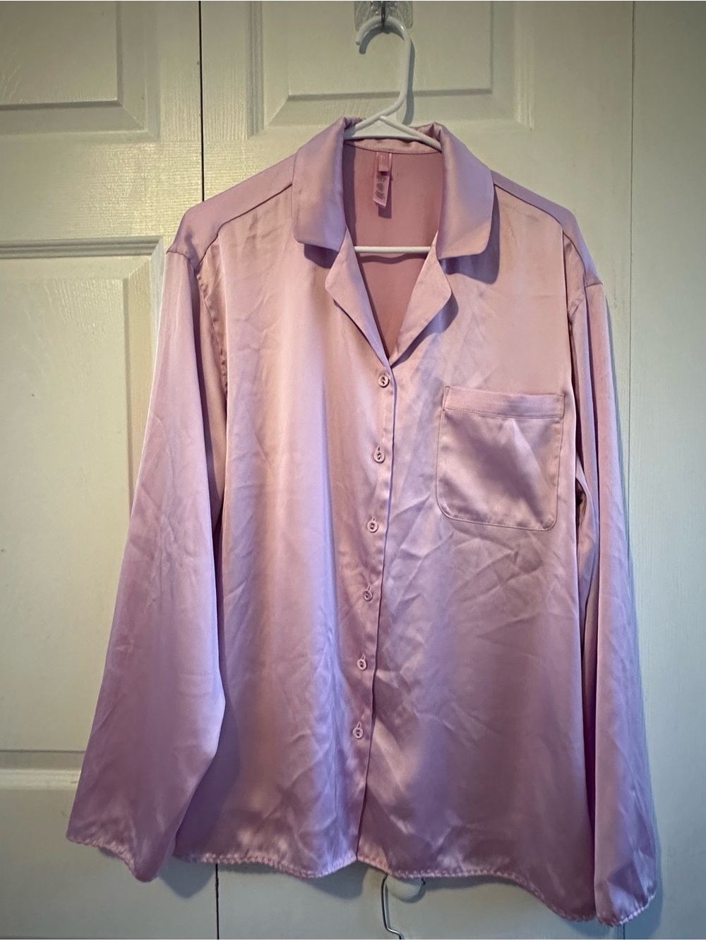 SKIMS Buttery Soft  Button-Down Pajama top in Light Pink